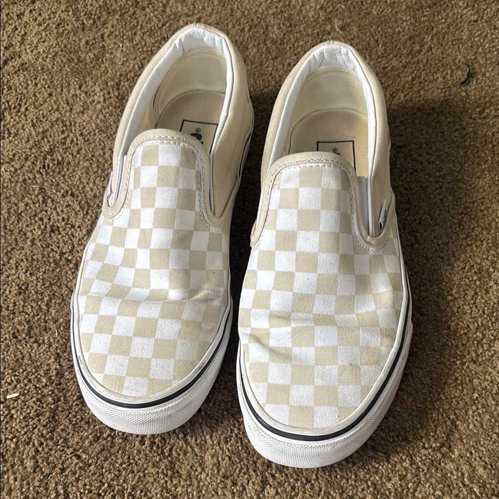 Vans White Checkered Slip-On Sneakers